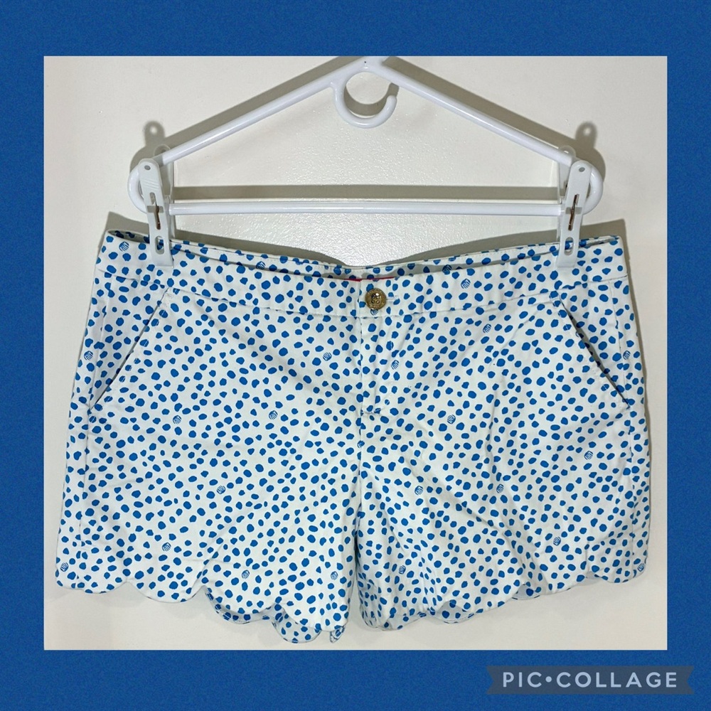 Lilly Pulitzer Buttercup Scalloped Shorts, Zanzibar Blue Lilly's Dot Inverse